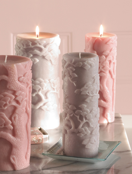 Blissliving Home Bonsai Pillar Candle Pink, 3 x 8