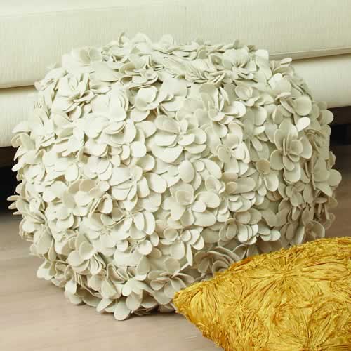Global Views Komaki Designer Ball Pillow-Ivory