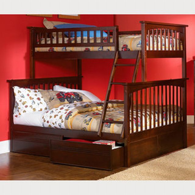 Atlantic Furniture Columbia Twin-Over-Full Bunk Bed, Walnut