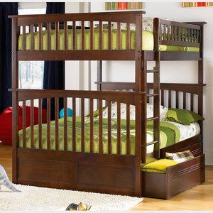 Atlantic Furniture Columbia Full-Over-Full Bunk Bed, Walnut
