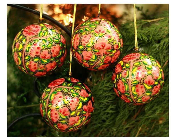 Seasons of Love Hand Painted Christmas Ornaments, Set of 4