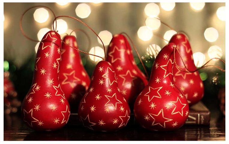 Hand Made Mate Gourd Christmas Ornaments 6, Andes
