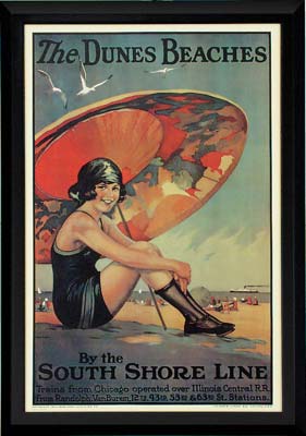 Dunes Beach Vintage Framed Print Art 29" x 41"