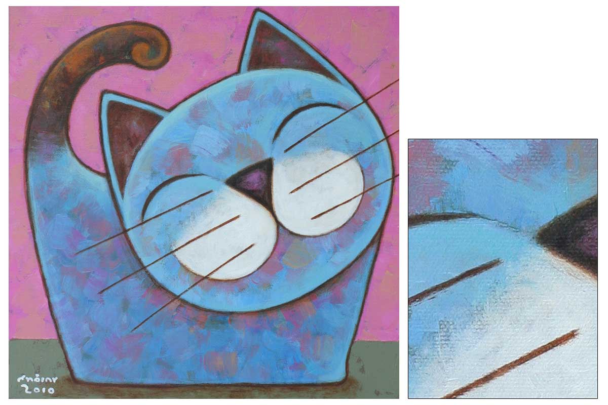 Funny Kitty Acrylic Painting, Thailand